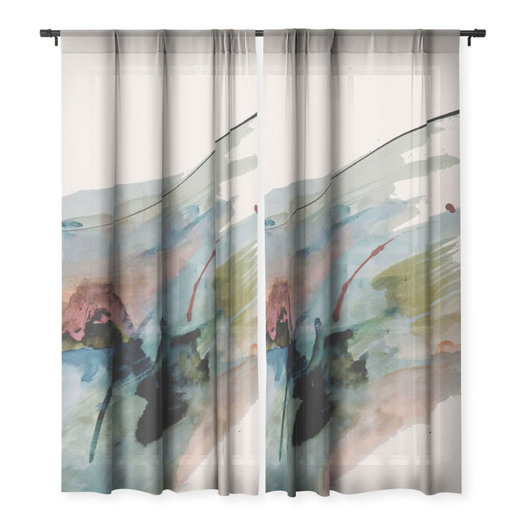 BEGIN AGAIN 2 AN ABSTRACT MIX SHEER NON REPEAT WINDOW CURTAIN