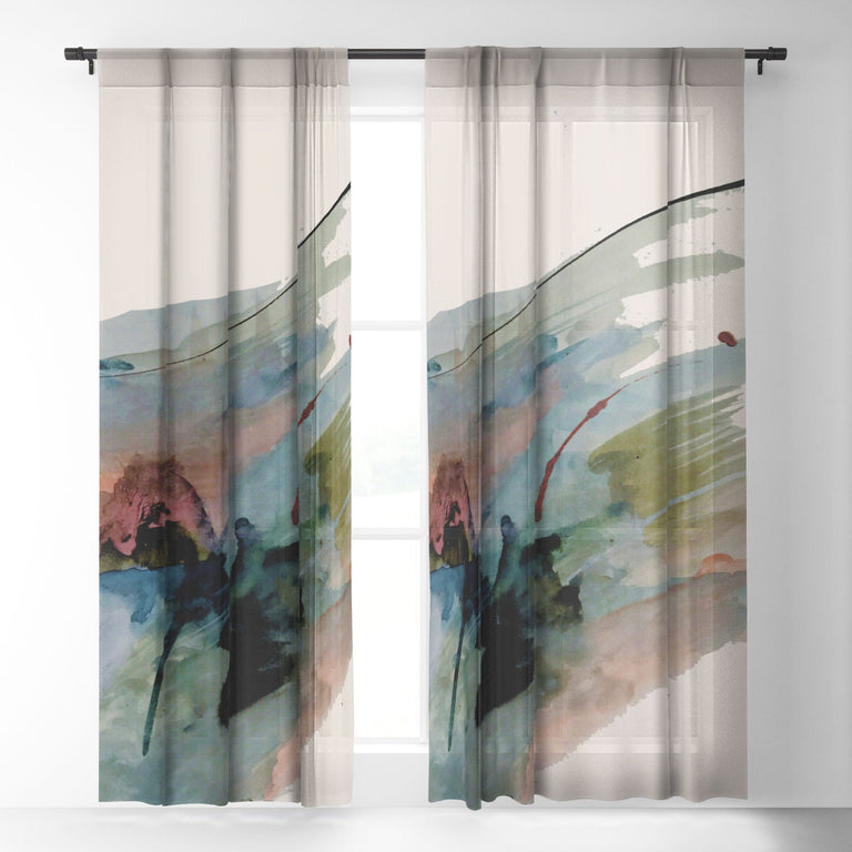 BEGIN AGAIN 2 AN ABSTRACT MIX SHEER NON REPEAT WINDOW CURTAIN
