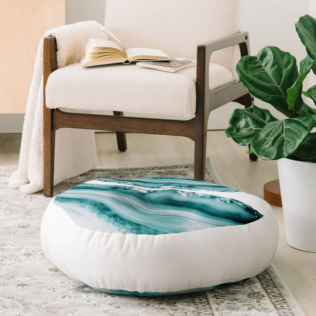 Soft Turquoise Agate 1 Floor Pillow Round