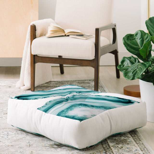 Soft Turquoise Agate 1 Floor Pillow Square