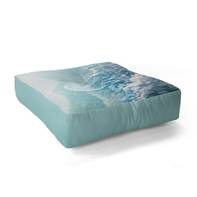 Soft Turquoise Ocean Dream Waves Floor Pillow Square