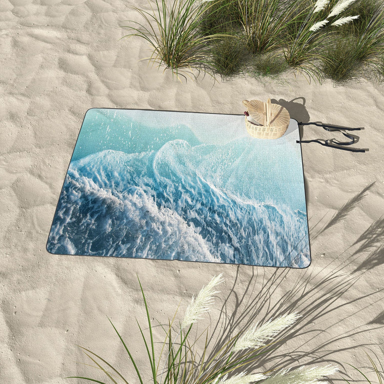 Soft Turquoise Ocean Dream Waves Picnic Blanket
