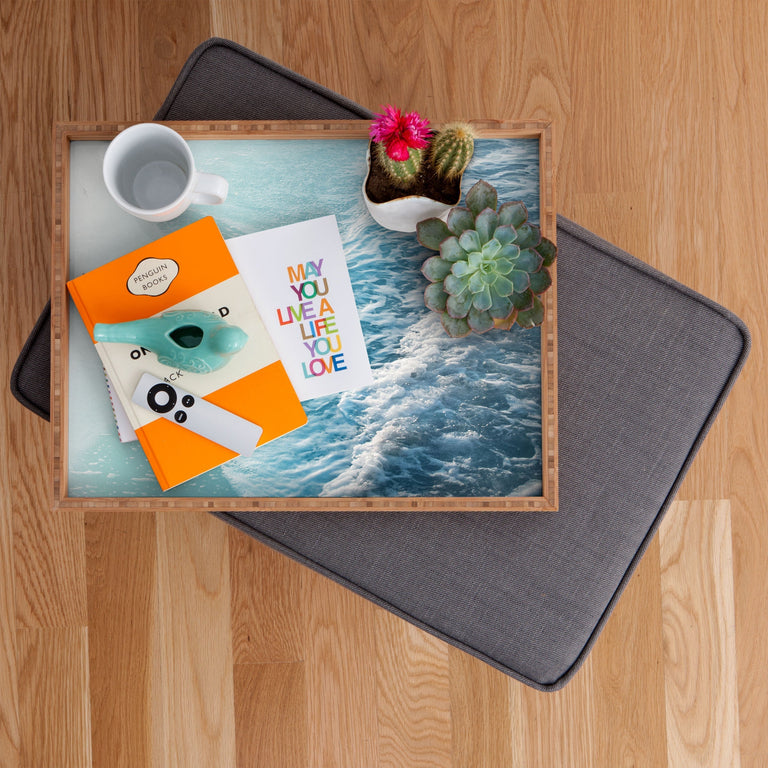 SOFT TURQUOISE OCEAN DREAM WAVES RECTANGULAR TRAY