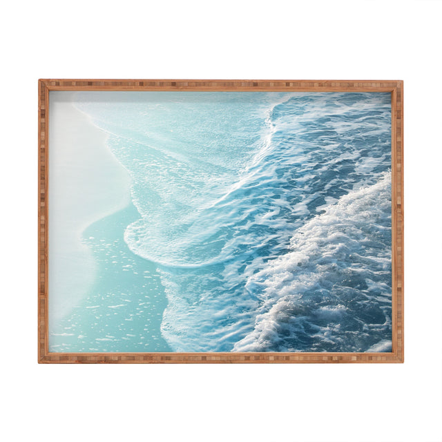 SOFT TURQUOISE OCEAN DREAM WAVES RECTANGULAR TRAY