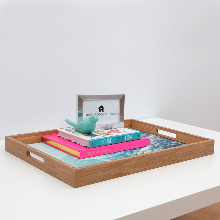 SOFT TURQUOISE OCEAN DREAM WAVES RECTANGULAR TRAY