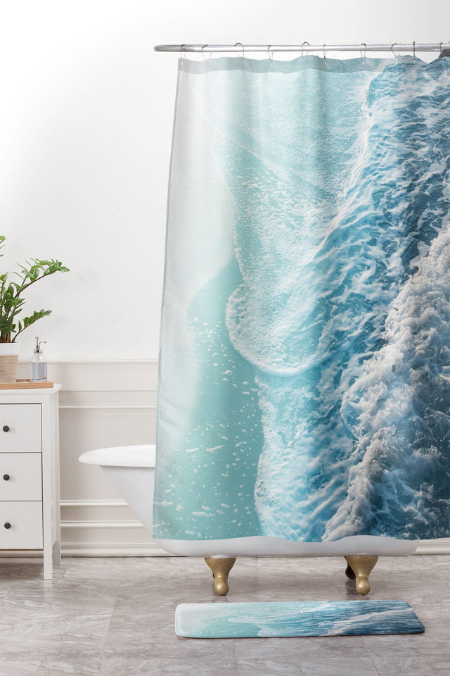 ANITAS BELLAS ARTWORK SOFT TURQUOISE OCEAN DREAM WAVES MEMORY FOAM BATH MAT