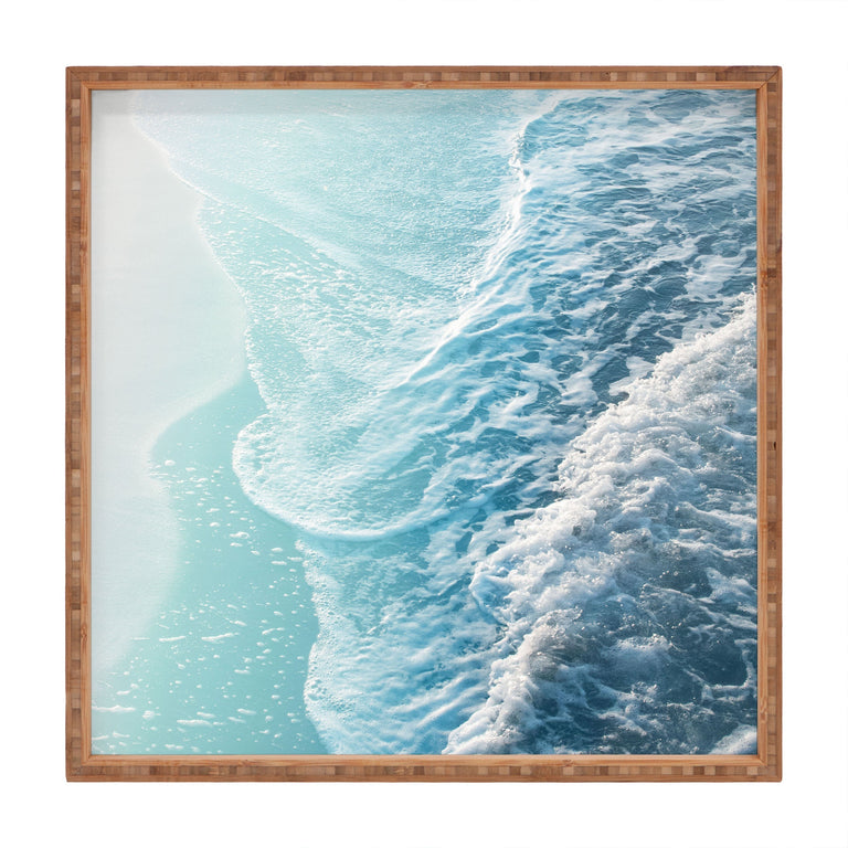 SOFT TURQUOISE OCEAN DREAM WAVES SQUARE TRAY