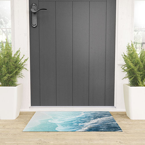 Soft Turquoise Ocean Dream Waves Welcome Mat
