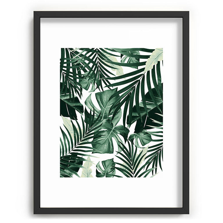 Tropical Jungle Leaves 4 Recessed Framing Rectangle