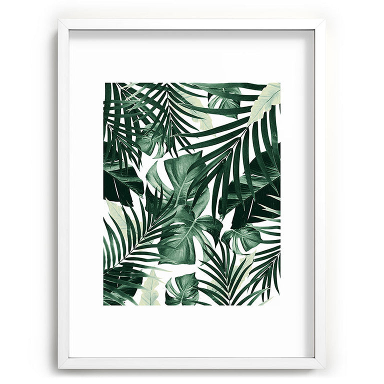 Tropical Jungle Leaves 4 Recessed Framing Rectangle