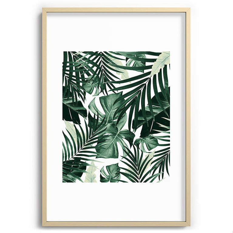 Tropical Jungle Leaves 4 Recessed Framing Rectangle
