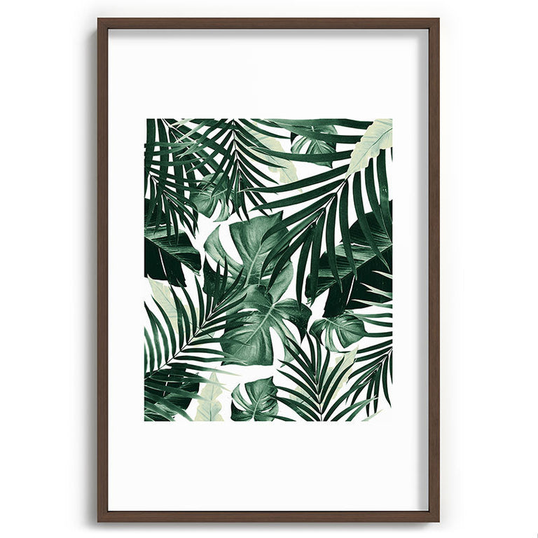Tropical Jungle Leaves 4 Recessed Framing Rectangle