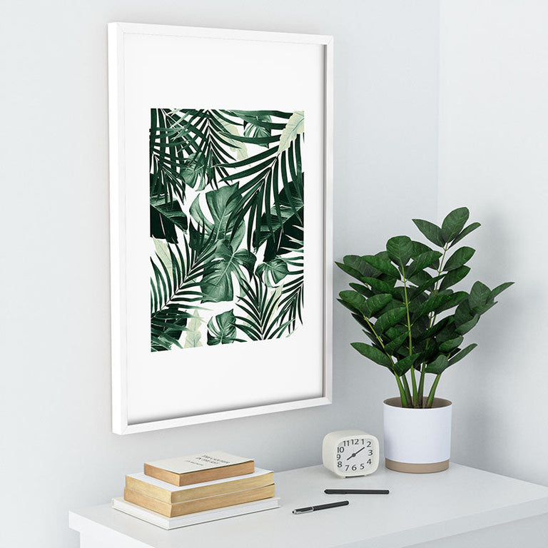Tropical Jungle Leaves 4 Recessed Framing Rectangle