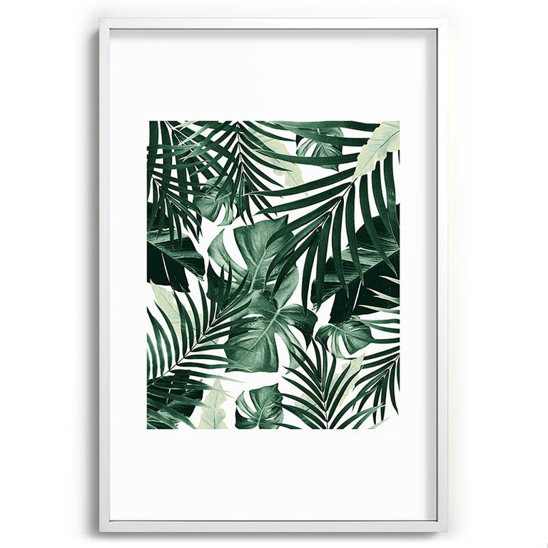 Tropical Jungle Leaves 4 Recessed Framing Rectangle