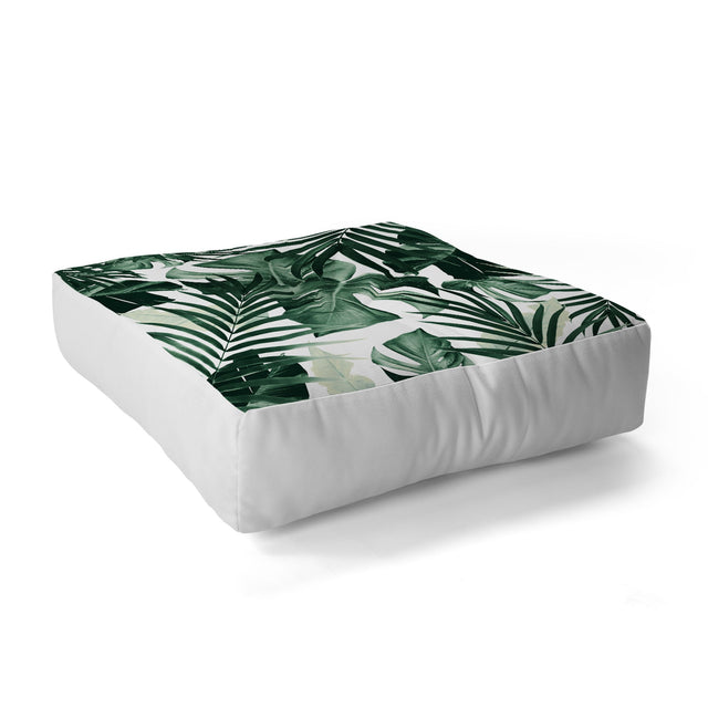 Tropical Jungle Leaves 4 Floor Pillow Square
