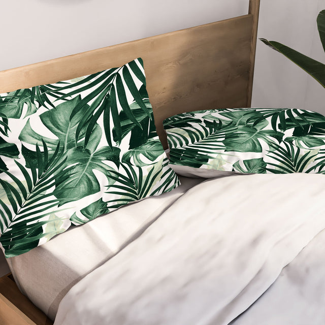 TROPICAL JUNGLE LEAVES 4 PILLOW SHAMS