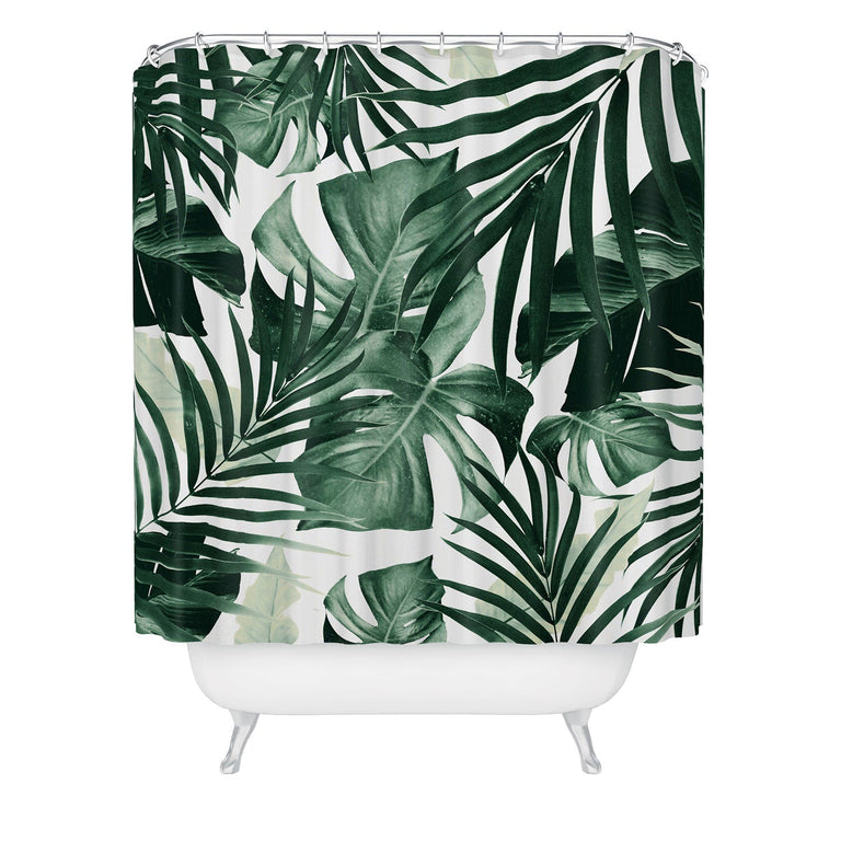 ANITAS BELLAS ARTWORK TROPICAL JUNGLE LEAVES 4 SHOWER CURTAIN