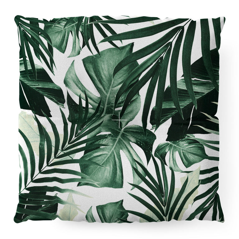 Tropical Jungle Leaves 4 Floor Pillow Square