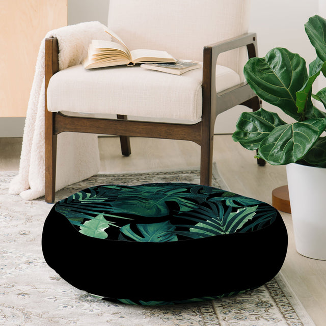 Tropical Jungle Night 1 Floor Pillow Round