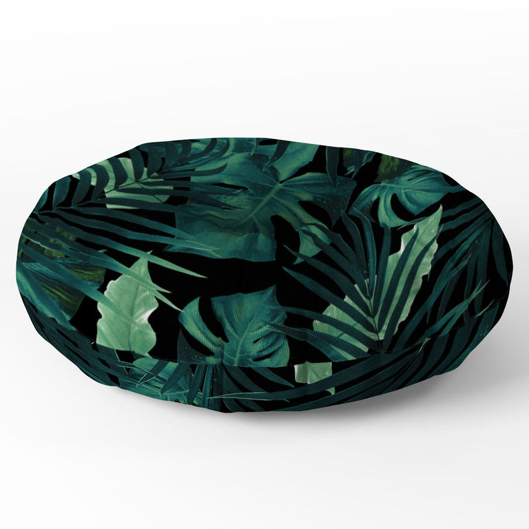 Tropical Jungle Night 1 Floor Pillow Round