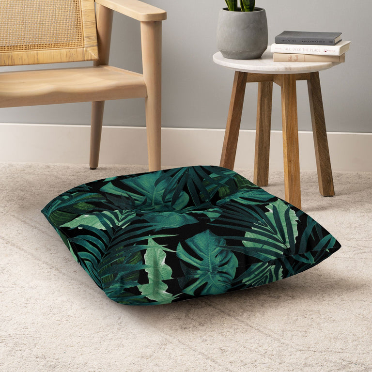 Tropical Jungle Night 1 Floor Pillow Square