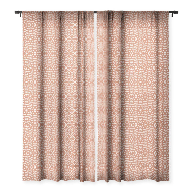 BOHEMIAN DIAMONDS CLAY SHEER NON REPEAT WINDOW CURTAIN