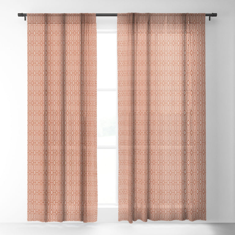 BOHEMIAN DIAMONDS CLAY SHEER WINDOW CURTAIN