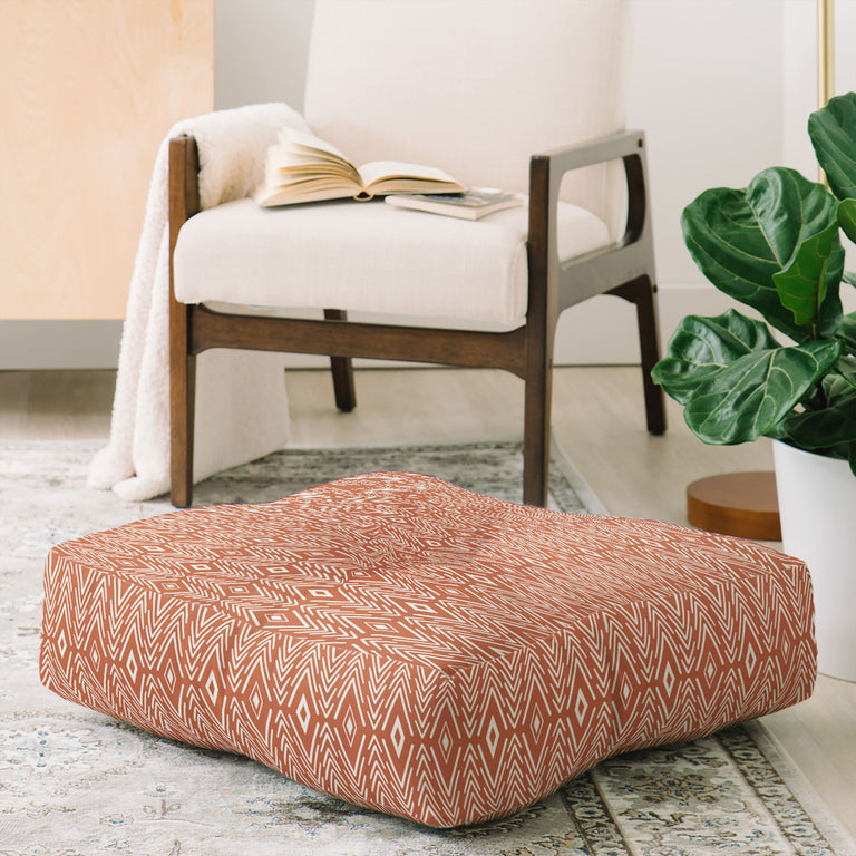 Bohemian Diamonds Clay Floor Pillow Square