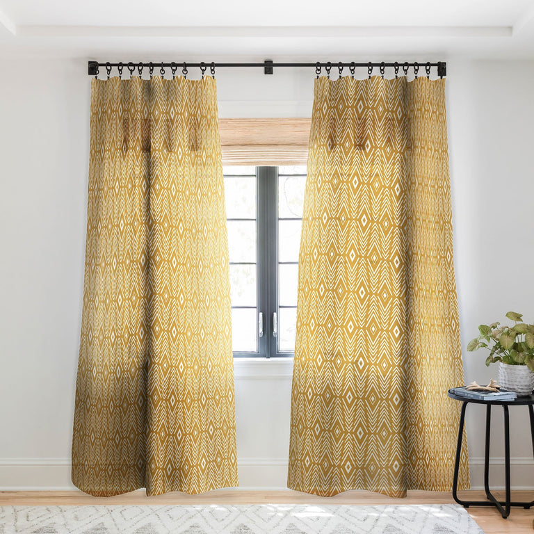 BOHEMIAN DIAMONDS HONEY SHEER NON REPEAT WINDOW CURTAIN