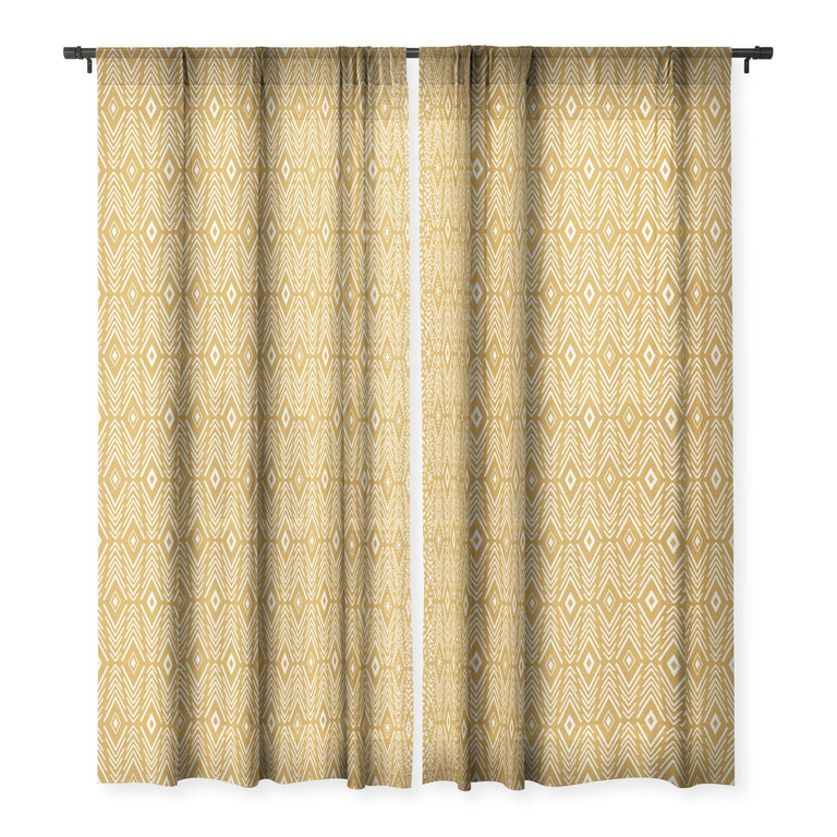 BOHEMIAN DIAMONDS HONEY SHEER NON REPEAT WINDOW CURTAIN