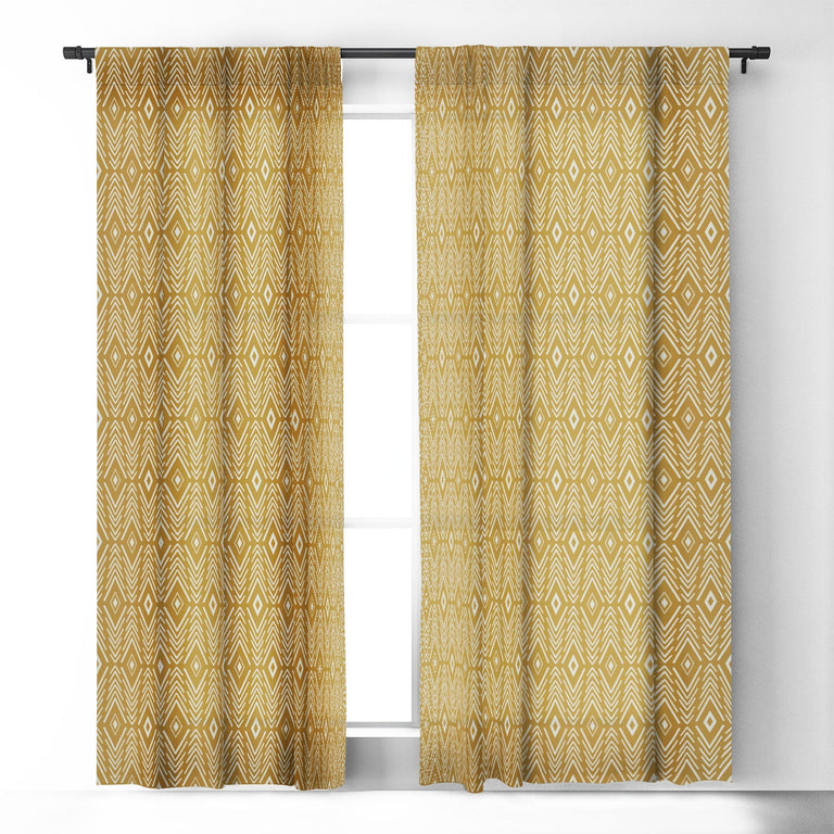 BOHEMIAN DIAMONDS HONEY BLACKOUT NON REPEAT WINDOW CURTAIN