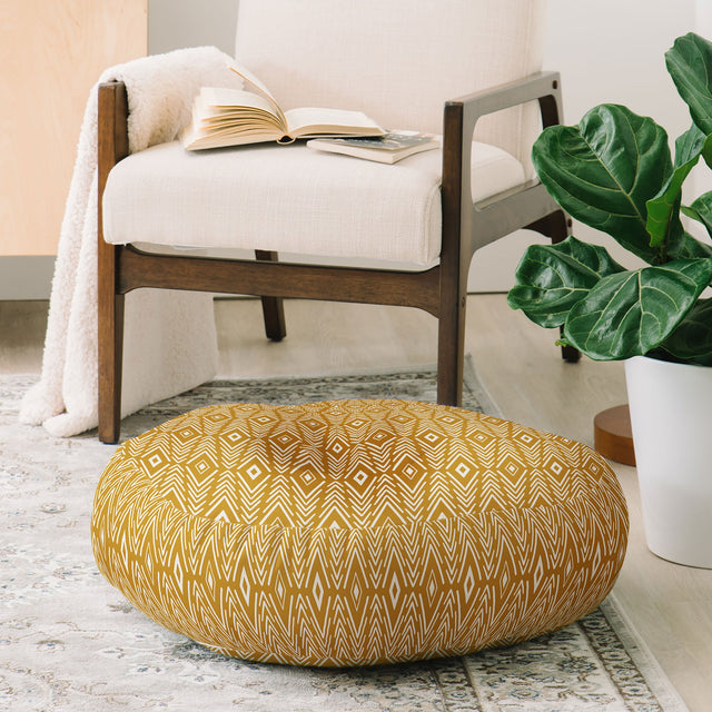 Bohemian Diamonds Honey Floor Pillow Round