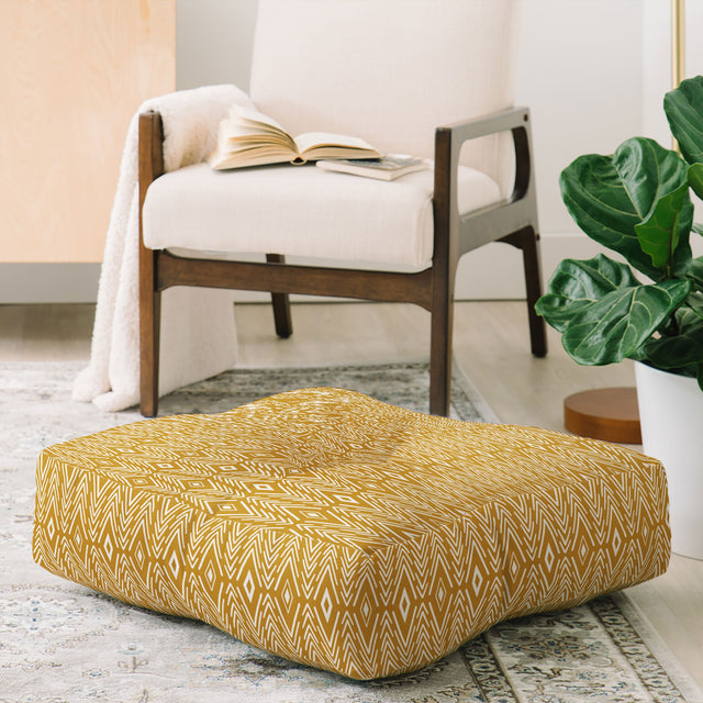 Bohemian Diamonds Honey Floor Pillow Square