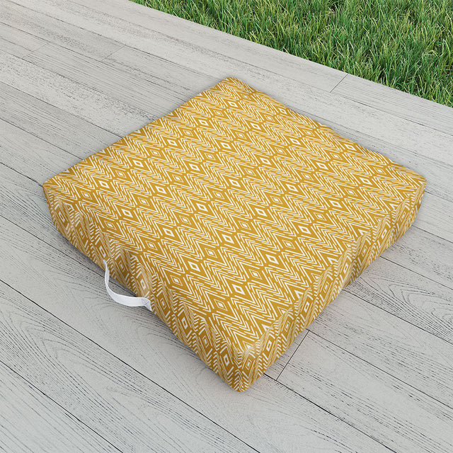 Bohemian Diamonds Honey Outdoor Floor Cushion