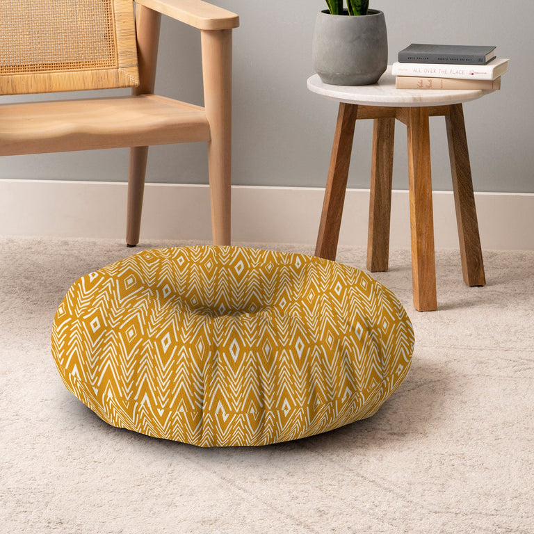 Bohemian Diamonds Honey Floor Pillow Round