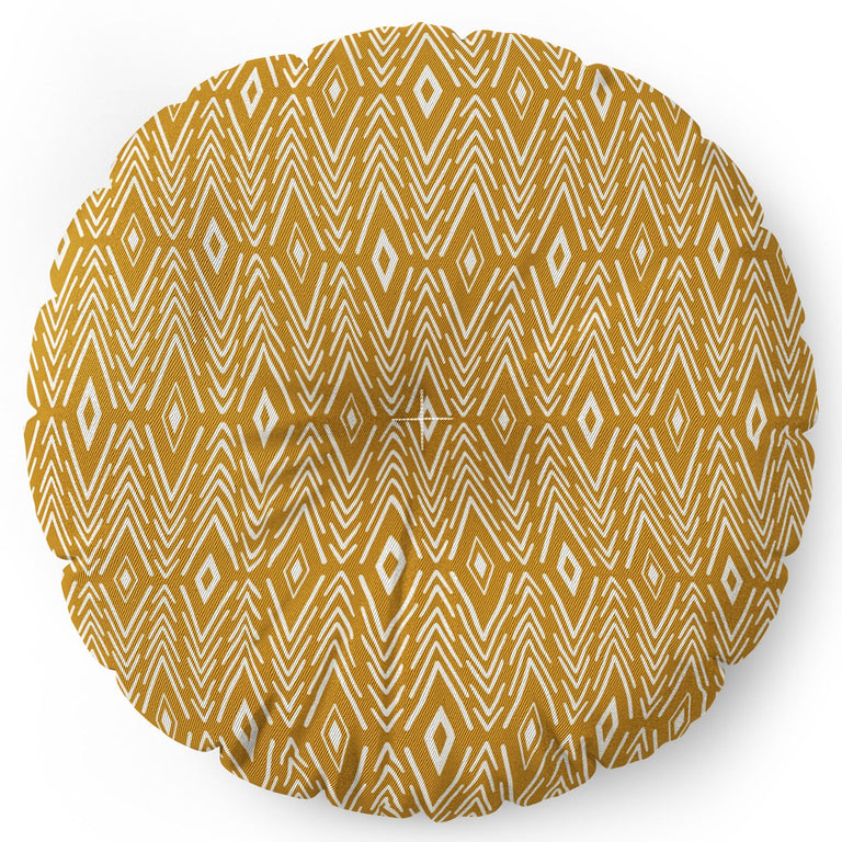 Bohemian Diamonds Honey Floor Pillow Round