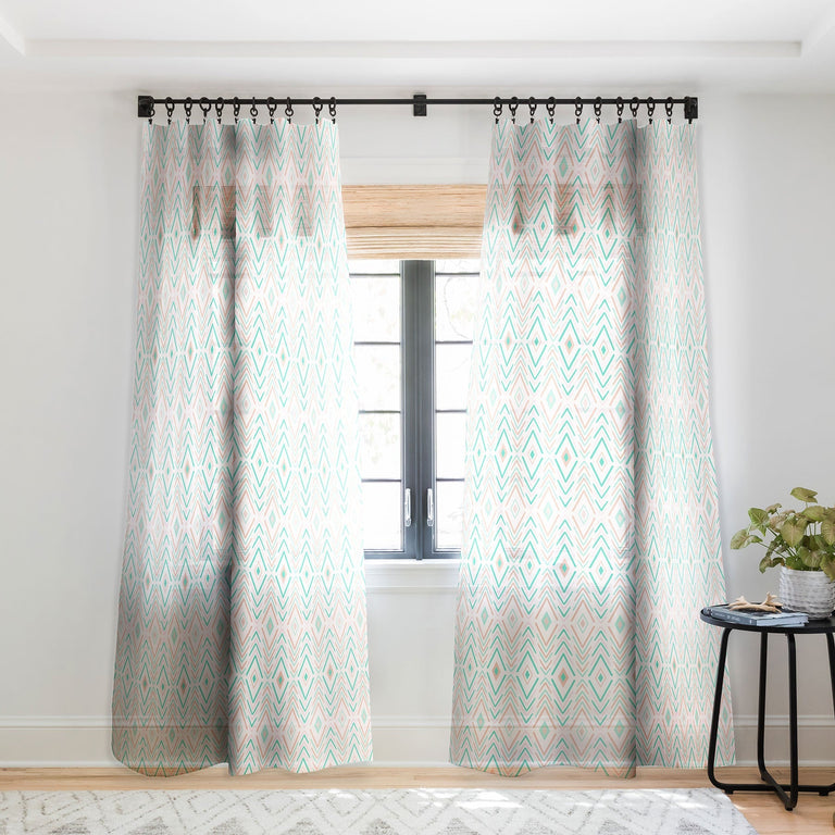 BOHEMIAN DIAMONDS MINT SHEER NON REPEAT WINDOW CURTAIN