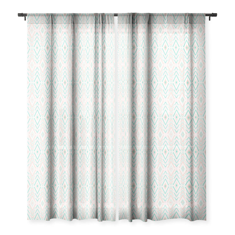 BOHEMIAN DIAMONDS MINT SHEER NON REPEAT WINDOW CURTAIN