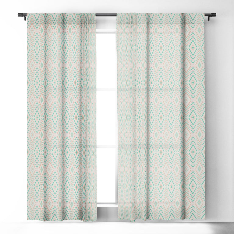 BOHEMIAN DIAMONDS MINT BLACKOUT NON REPEAT WINDOW CURTAIN