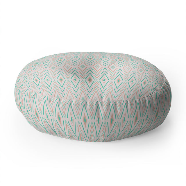 Bohemian Diamonds Mint Floor Pillow Round