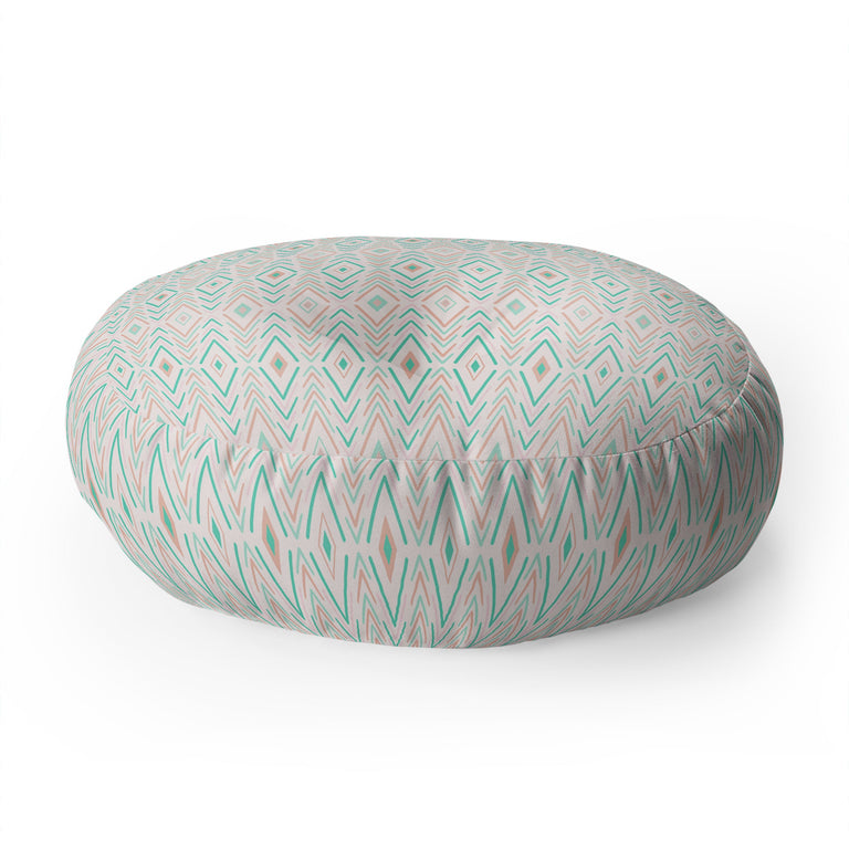 Bohemian Diamonds Mint Floor Pillow Round