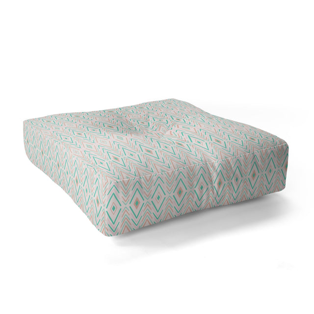 Bohemian Diamonds Mint Floor Pillow Square