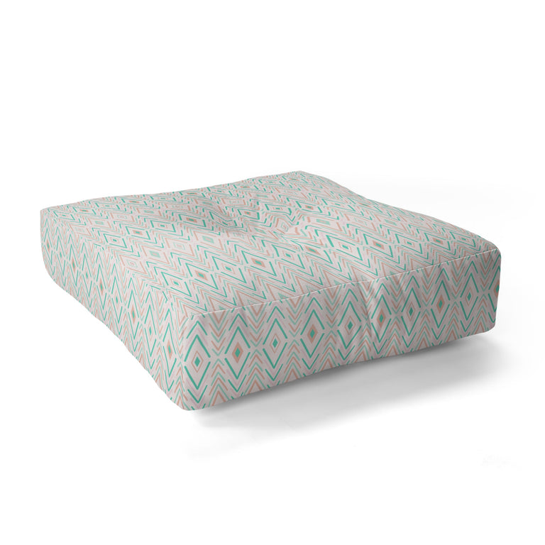 Bohemian Diamonds Mint Floor Pillow Square