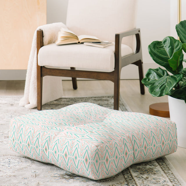 Bohemian Diamonds Mint Floor Pillow Square
