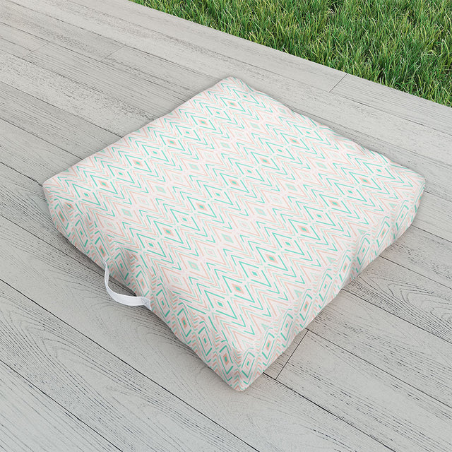 Bohemian Diamonds Mint Outdoor Floor Cushion