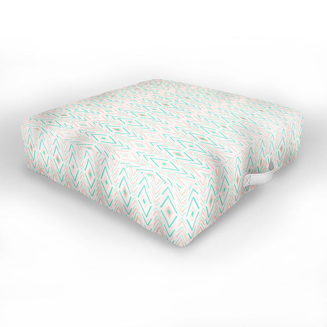 Bohemian Diamonds Mint Outdoor Floor Cushion