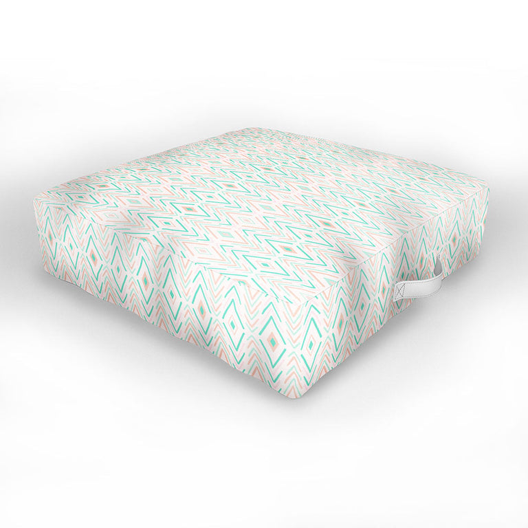Bohemian Diamonds Mint Outdoor Floor Cushion