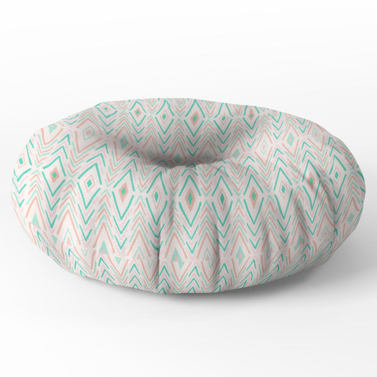 Bohemian Diamonds Mint Floor Pillow Round