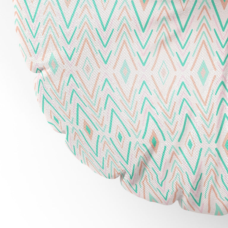 Bohemian Diamonds Mint Floor Pillow Round