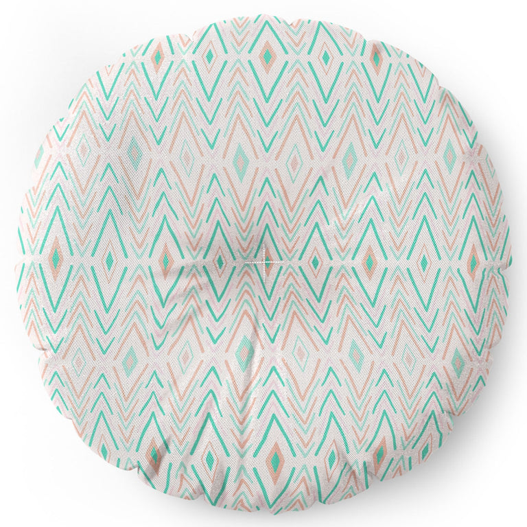 Bohemian Diamonds Mint Floor Pillow Round